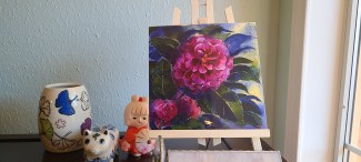 Print of a watercolor illustration of a camellia 